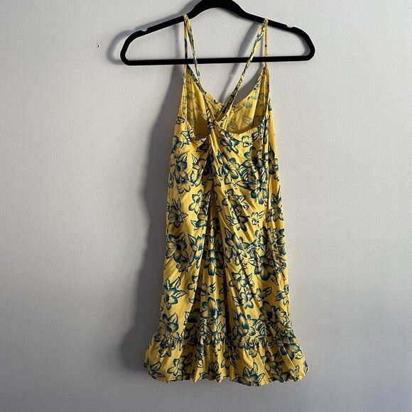 Vans Women XS Yellow Tropical Floral Criss Cross Back Maria Flutter Tank Dress - Picture 9 of 10